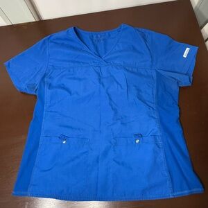 Women's V-Neck Blue Short Sleeve Top